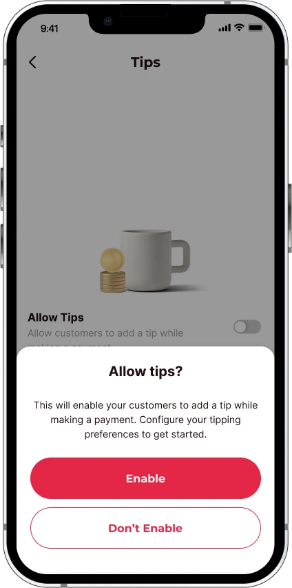 How to enable tips on the Atoa app