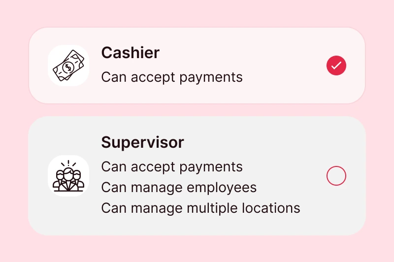 What cashier and supervisor roles can do on the Atoa Business app