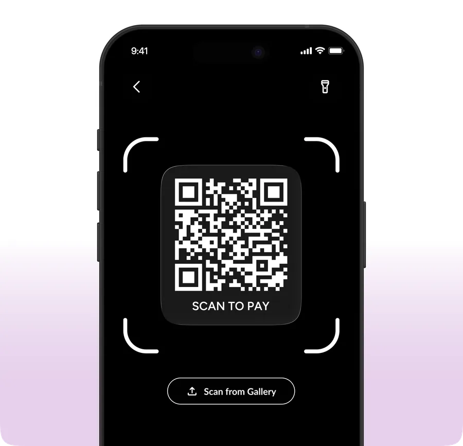 Customer scanning an Atoa QR code with their phone camera