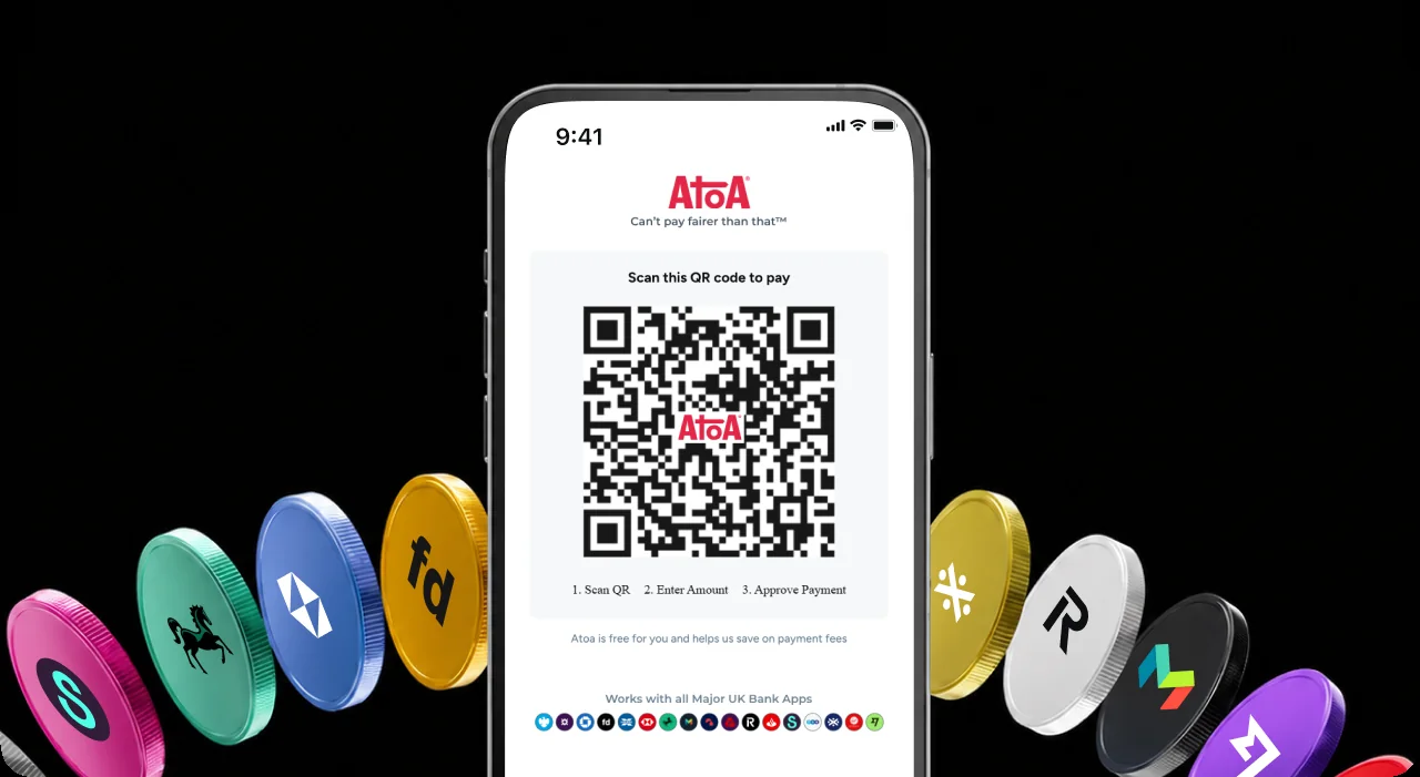 Account-to-account open banking QR code shown on a phone